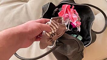 Provocative Russian Amateur Jerks Cock with Panties Until Cum on Tits