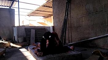 Skinny Thai teen in cosplay gets wild on the terrace with amateur Latina friend in reality scene.