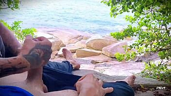 Surprise Handjob Ejaculation On The Beach - What A Horny Outdoor Cum Moment!