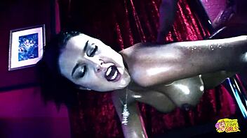 hey watch these two horny sluts enjoy striptease then fuck stripper with strapon