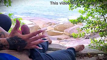 Surprise Handjob Ejaculation On The Beach - What A Horny Outdoor Cum Moment!