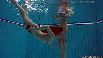 I mean, these two hot lesbians are splashin around in the pool, yknow?