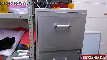 omg, that bikini model thief got caught by the security guard and ended up getting fucked hard in the office!