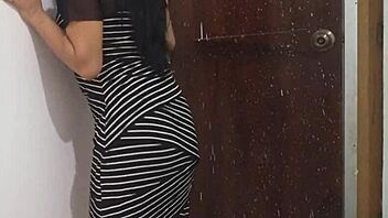 Sexy woman does a hot dance and flashes her ass before heading to a wedding