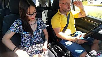 Inked Nympho Latina Teen Seduces Driver for Rough Public Beach Fuck with Blowjob and Cumshot