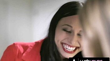 Conflicted teen Kristen Scott explores her sexuality passionately licking and scissoring with petite blonde Kenna James in college dorm