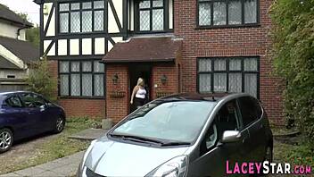 gran joins two guys for an outdoor group activity in a car