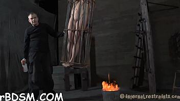 Subtle caning session hints at intense bdsm play for naughty brunette with toys and hardcore fetish sucking