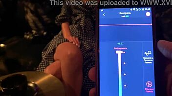 Risky Lovense Orgasm Control In Public Bar With Wet Pussy And Vibrator