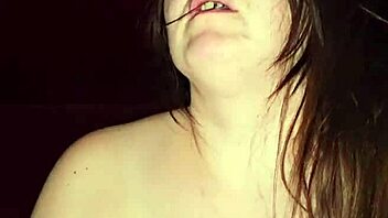 big white woman sits on object and makes moaning sounds