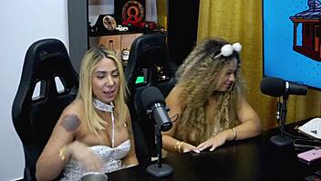 Big Ass Brazilian Latinas Bruna Lambertini and Isa Moura Shake Assets in Podcast, Showing Pussy and Ass Close-Up During First Time Casting Interview.