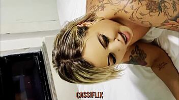 Sexy big-ass blonde MILF rides cock doggystyle with ass-to-mouth and homemade tattoo action