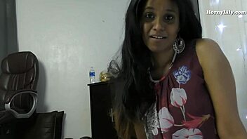 Indian stepmom gives jerk off instructions to stepson with hindi audio during masturbation and fingering session