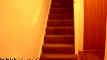 the young blonde in lingerie meets her neighbor for a first-time encounter in a homemade setting with stockings and panties