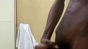 Oh man, busting a huge nut in public toilet with monster black cock!