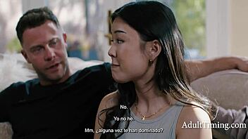 Will this teeny tiny 18+ Asian endure her first wild BDSM from kinky couple?