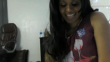 Indian stepmom gives jerk off instructions to stepson with hindi audio during masturbation and fingering session