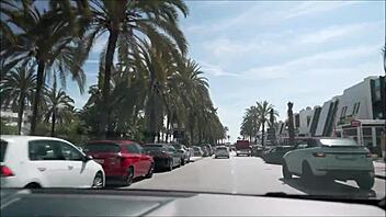 Denise Klarskov flashes publicly during her exciting trip to Malaga Spain feeling thrilled