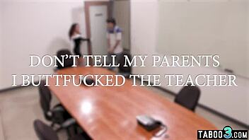 Petite Latina milf teacher Liv Revamped takes deepthroat blowjob then monster cock anal fucking from student in taboo sex scene.