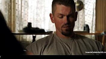 Alyssa LeBlanc teases with topless dance in maid costume, exposing big tits and nipples.