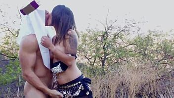 Hey, that Arabic prince sure knows how to get rough and passionate outdoors with wet pussy action!