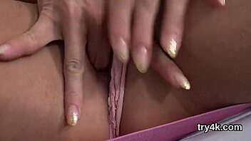 Kissable young woman performs in POV scene.