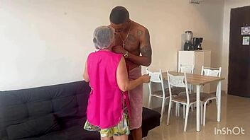 Brazilian maid boldly approaches for outdoor public encounter in see-through outfit.