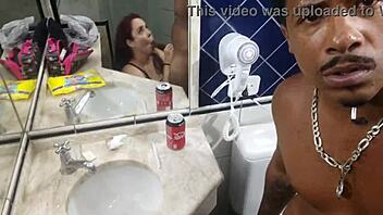 Amateur couple enjoyed a steamy interracial fuck in the bath with deepthroat blowjob on a big black cock until cum exploded