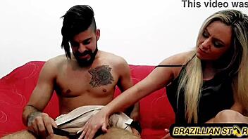 cunhadinha safada licks big tits and sucks monster cock in pov with muff diving action