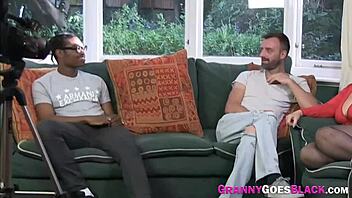 Mature granny engages in hardcore anal activity with pornstar blowjob and handjob elements.