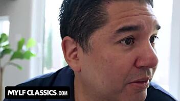 Blonde milf in clothed blowjob and doggystyle fuck with big tits exposed