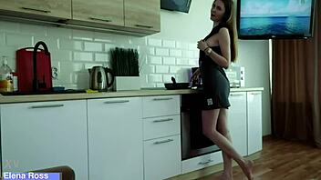 Skinny Redhead Elena Ross Delivers Kitchen Blowjob And Monster Cock Fucking With Cumshot