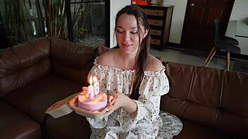 what an unexpected birthday gift for this cute teen babe!