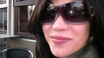 horny babe sucks and rides monster cock with shaved pussy toys