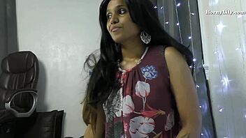 Indian stepmom gives jerk off instructions to stepson with hindi audio during masturbation and fingering session