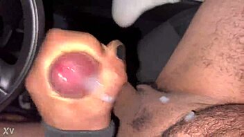 handjob leads to cumshot explosion in the car