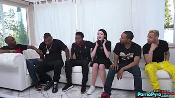 Cute Teen Corra Cox Sucks and Gags on Big Black Cocks