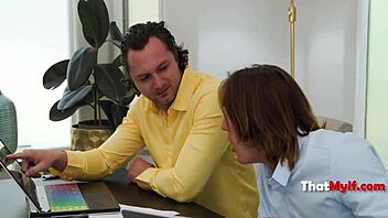 so this annoying milf boss gets even in a wild mmf threesome at the office