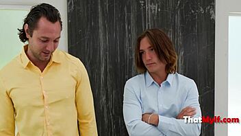 so this annoying milf boss gets even in a wild mmf threesome at the office