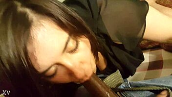 Oh yeah, I'm that sexy thick white girl sucking on this huge interracial cock right now.