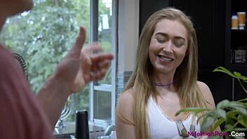 Babysitter Callie Black rides and takes big cock in missionary and doggystyle, ending with cumshot in amateur scene 3.