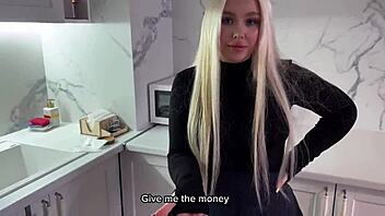 Young landlady in stockings craves hardcore fucking for cash