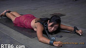 Facial and pussy torment for bound sweetheart 😏