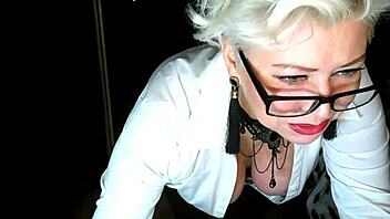 mature russian milf secretary in glasses toys to hot squirting orgasm on webcam 😍💦