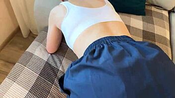 spontaneous couch fuck ends in creampie for russian woman 😏