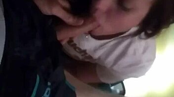 Sexy brunette ex contrasts her big tits while swallowing massive cock and cum eagerly.