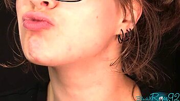 brunette milf in glasses gives whispered dirty talk instructions for jerk off session