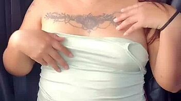 Showing Off Panties And Tits In Car On Highway