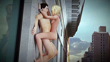 Spiderman and Gwen meet on the roof in an adventurous encounter