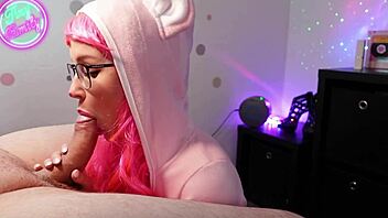 hey wanna watch this petite cosplay girl give a wild blowjob and swallow cum?